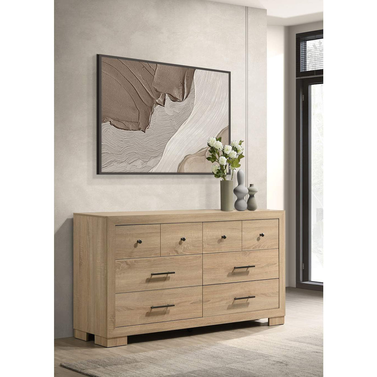 223113 Arielle 6-drawer Bedroom Dresser Cabinet Light Oak