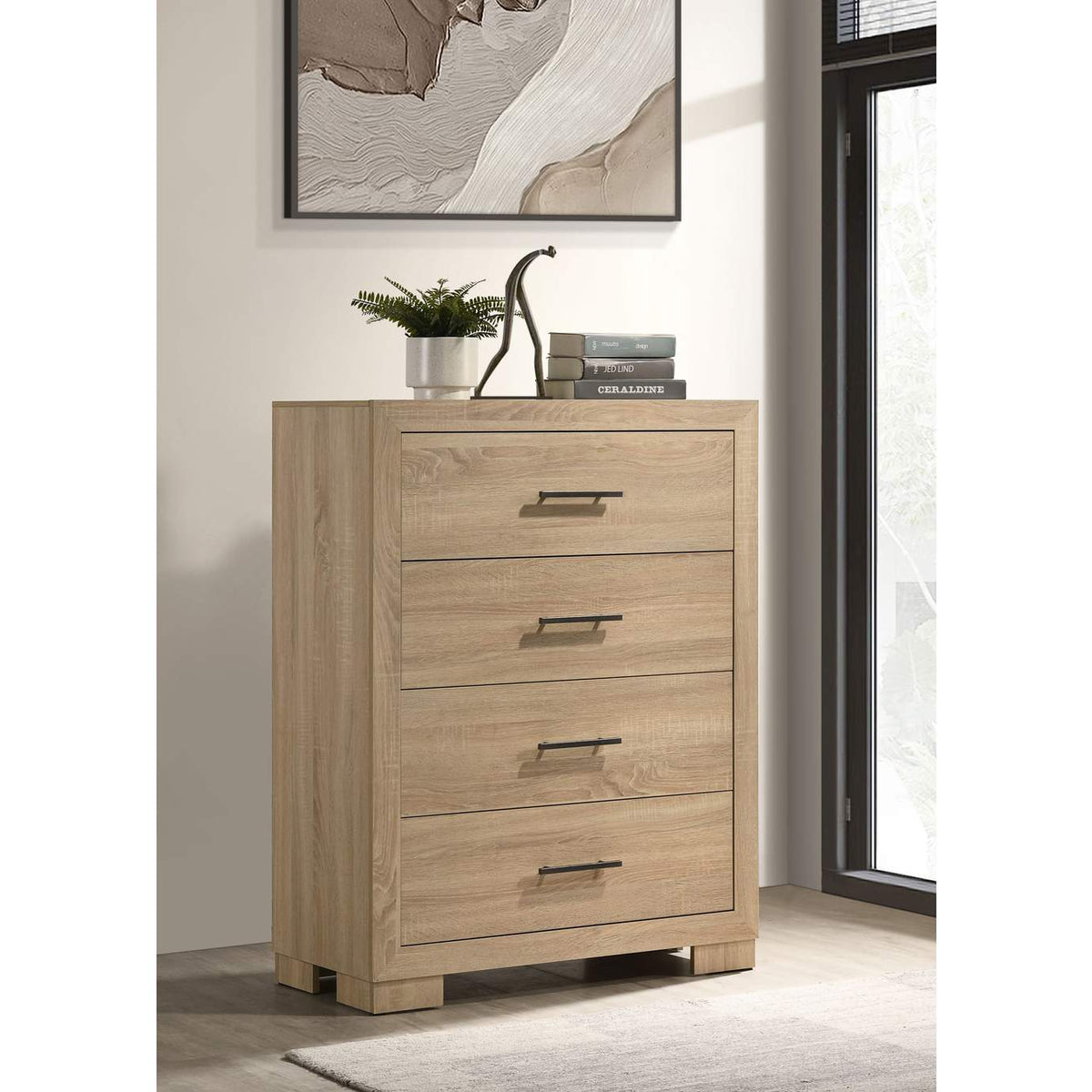 223115 Arielle 4-drawer Bedroom Chest of Drawers Light Oak