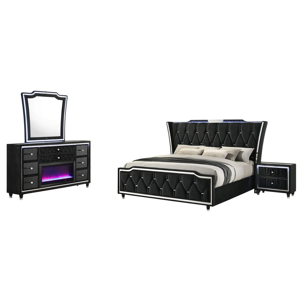 223161KE-S4B Lorient 4-piece Eastern King Bedroom Set Black