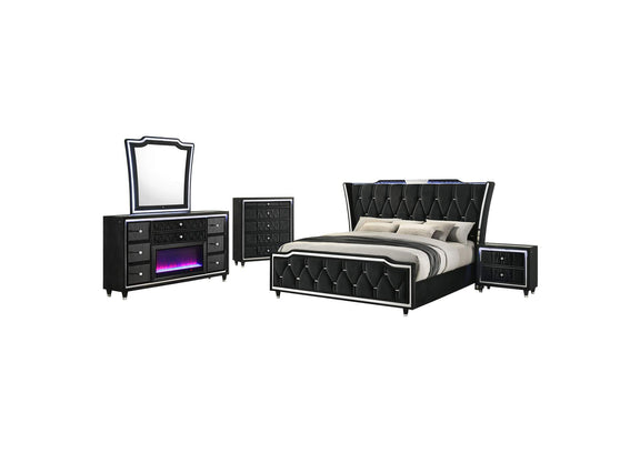 223161KE-S5B Lorient 5-piece Eastern King Bedroom Set Black