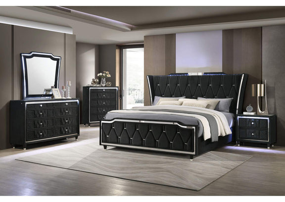 223161KE-S5 Lorient 5-piece Eastern King Bedroom Set Black