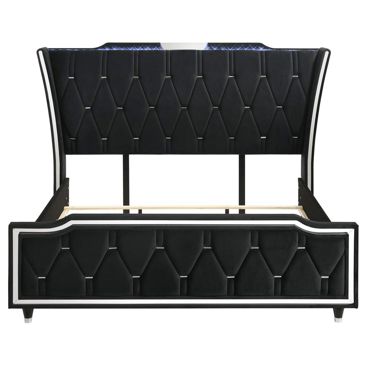 223161KE Lorient Eastern King LED Upholstered Bed Black
