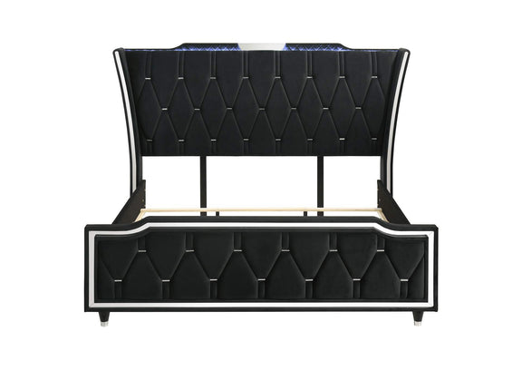 223161KE Lorient Eastern King LED Upholstered Bed Black