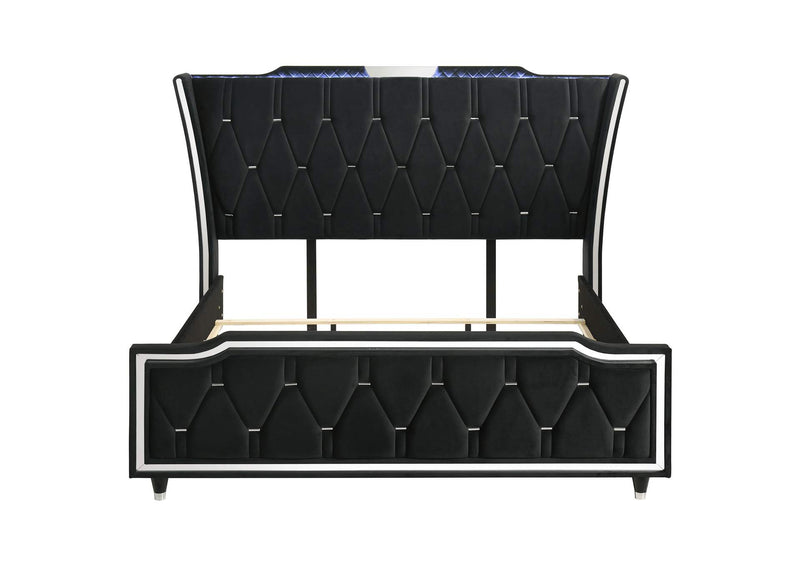 223161KE Lorient Eastern King LED Upholstered Bed Black