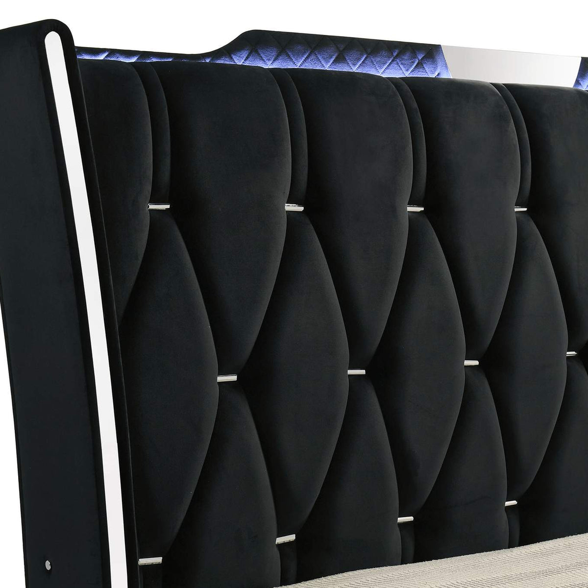 223161KE Lorient Eastern King LED Upholstered Bed Black