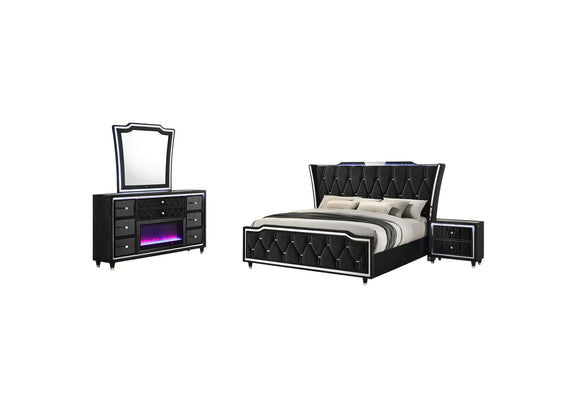 223161Q-S4B Lorient 4-piece Queen Bedroom Set Black
