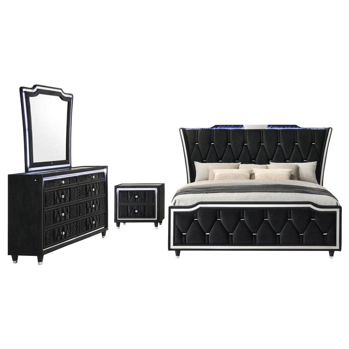 223161Q-S4 Lorient 4-piece Queen Bedroom Set Black