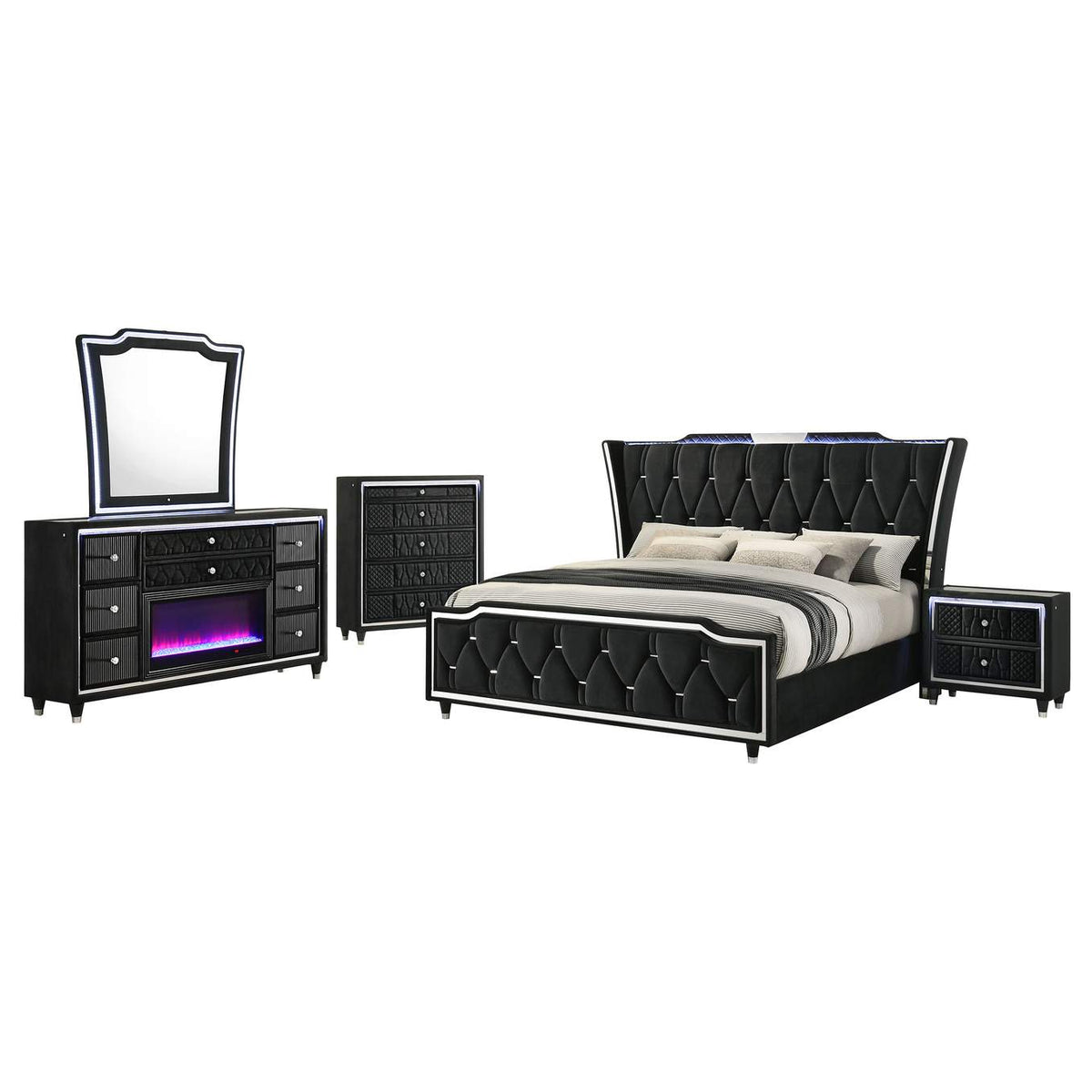 223161Q-S5B Lorient 5-piece Queen Bedroom Set Black