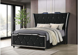 223161Q Lorient Queen LED Upholstered Wingback Bed Black