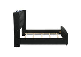223161Q Lorient Queen LED Upholstered Wingback Bed Black