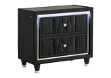 223162 Lorient 2-drawer LED Nightstand with USB Black
