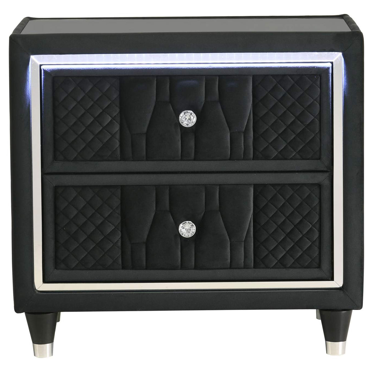 223162 Lorient 2-drawer LED Nightstand with USB Black