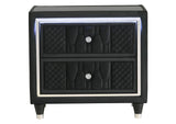 223162 Lorient 2-drawer LED Nightstand with USB Black