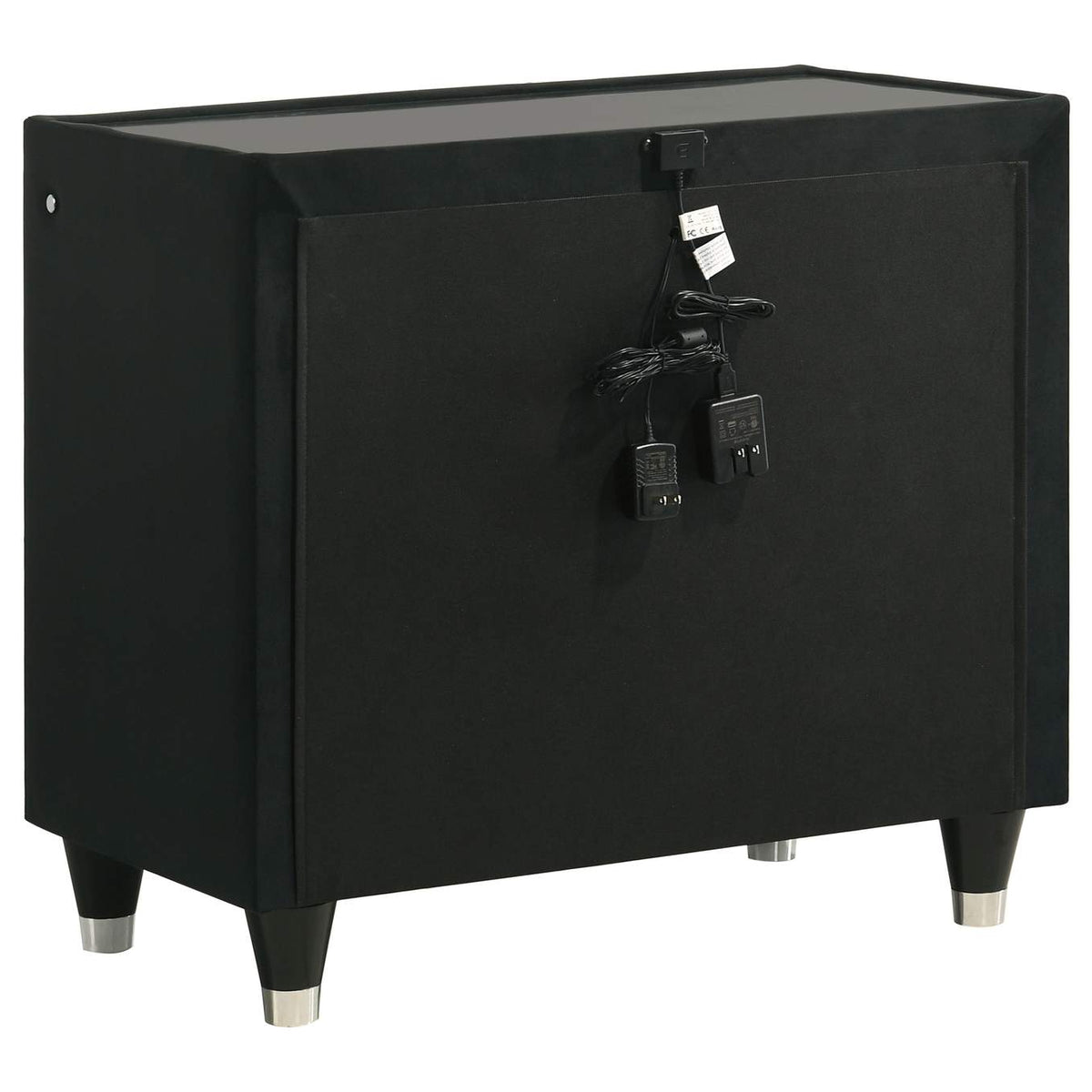 223162 Lorient 2-drawer LED Nightstand with USB Black