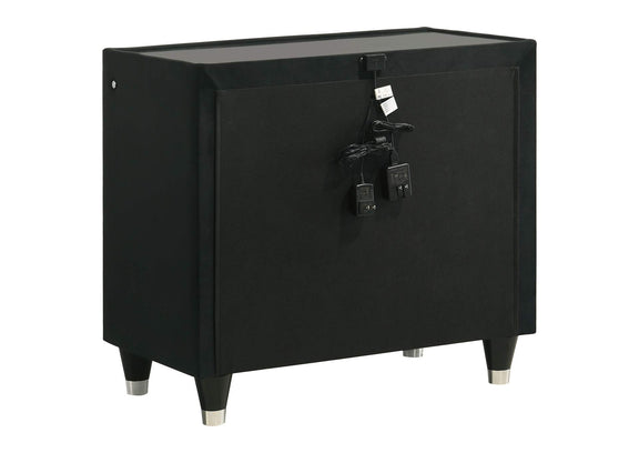 223162 Lorient 2-drawer LED Nightstand with USB Black