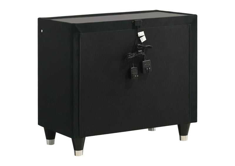 223162 Lorient 2-drawer LED Nightstand with USB Black