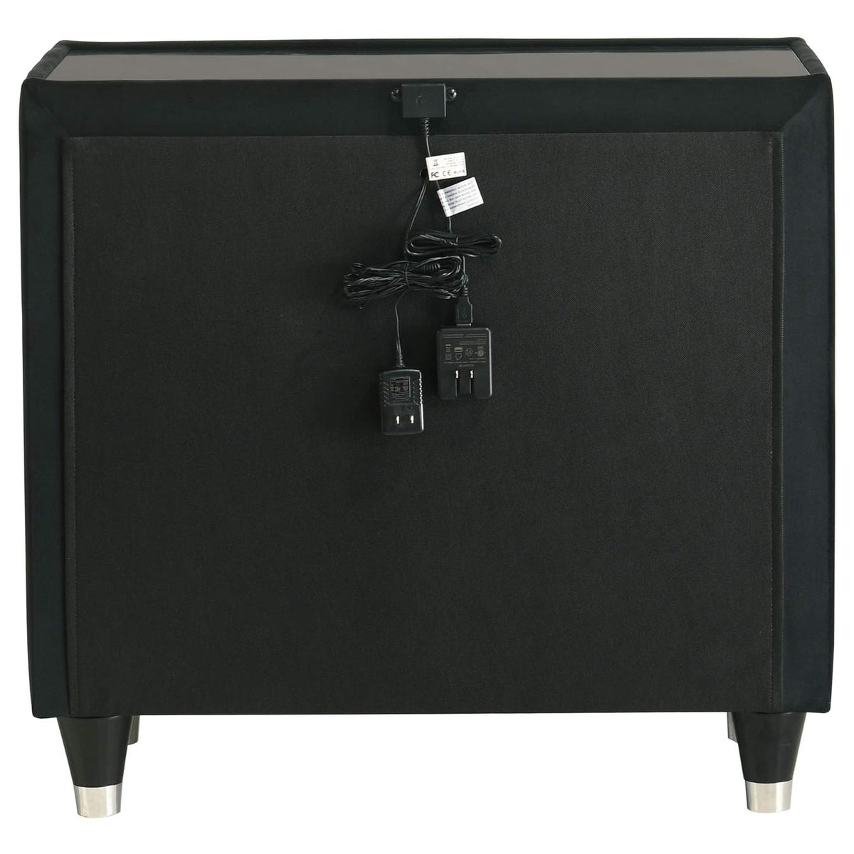 223162 Lorient 2-drawer LED Nightstand with USB Black