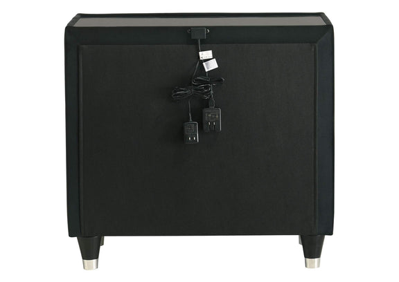 223162 Lorient 2-drawer LED Nightstand with USB Black