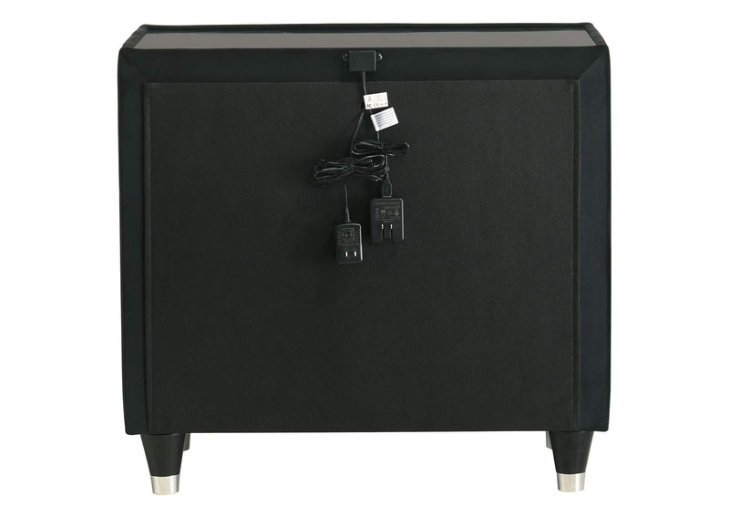 223162 Lorient 2-drawer LED Nightstand with USB Black
