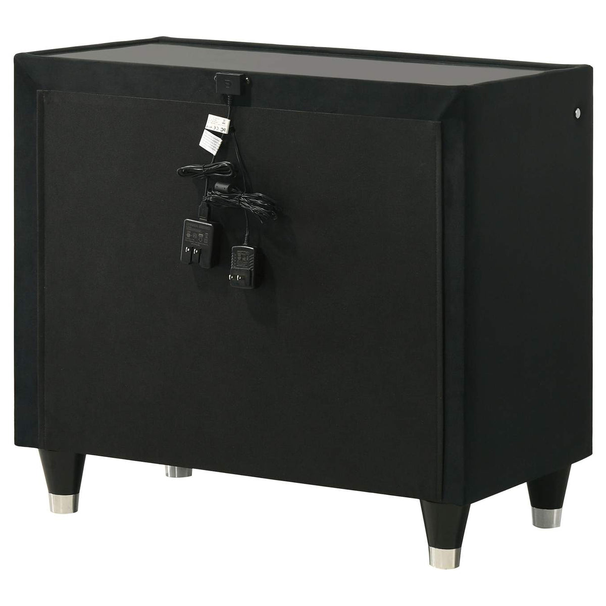 223162 Lorient 2-drawer LED Nightstand with USB Black