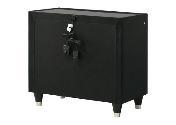 223162 Lorient 2-drawer LED Nightstand with USB Black