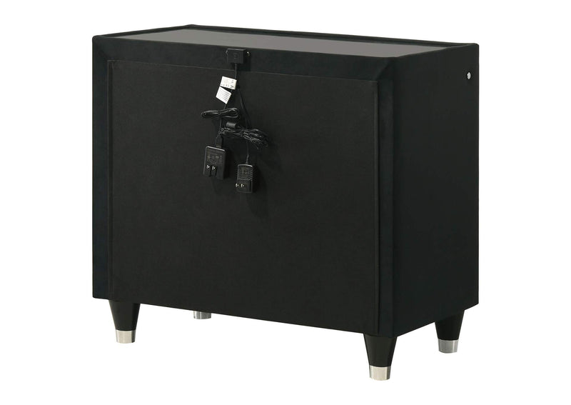 223162 Lorient 2-drawer LED Nightstand with USB Black