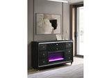 223163FB Lorient 8-drawer LED Bedroom Flame Box Dresser Black