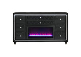 223163FB Lorient 8-drawer LED Bedroom Flame Box Dresser Black