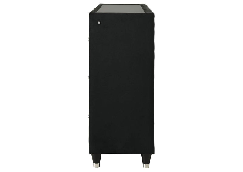 223163FB Lorient 8-drawer LED Bedroom Flame Box Dresser Black