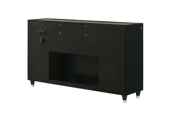 223163FB Lorient 8-drawer LED Bedroom Flame Box Dresser Black