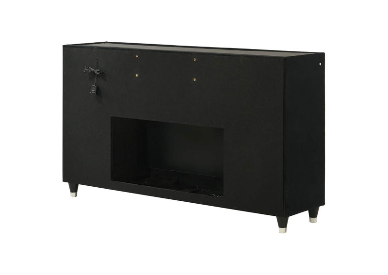 223163FB Lorient 8-drawer LED Bedroom Flame Box Dresser Black