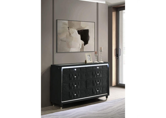 223163 Lorient 8-drawer LED Bedroom Dresser Cabinet Black