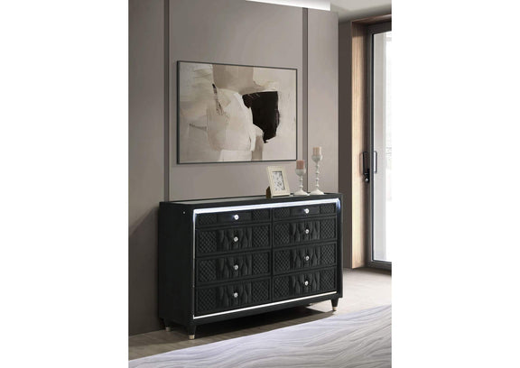 223163 Lorient 8-drawer LED Bedroom Dresser Cabinet Black