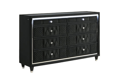 223163 Lorient 8-drawer LED Bedroom Dresser Cabinet Black