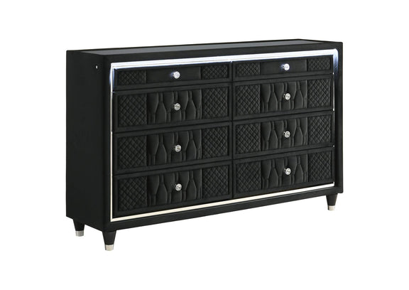 223163 Lorient 8-drawer LED Bedroom Dresser Cabinet Black