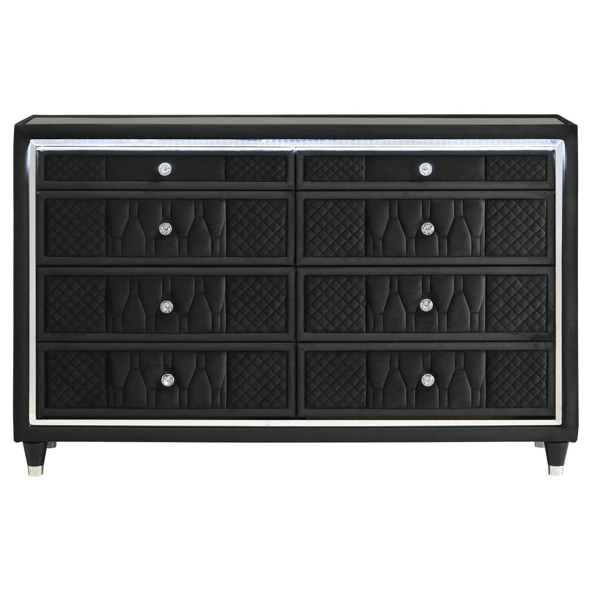 223163 Lorient 8-drawer LED Bedroom Dresser Cabinet Black