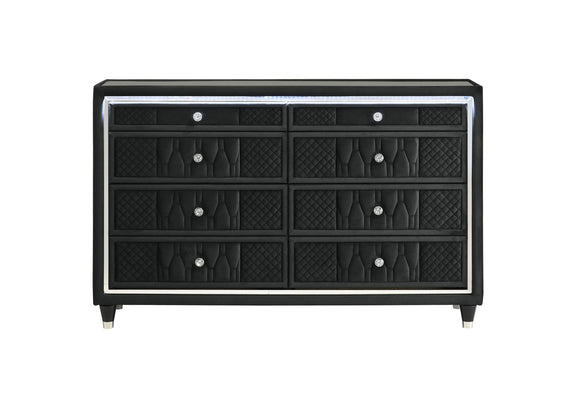 223163 Lorient 8-drawer LED Bedroom Dresser Cabinet Black