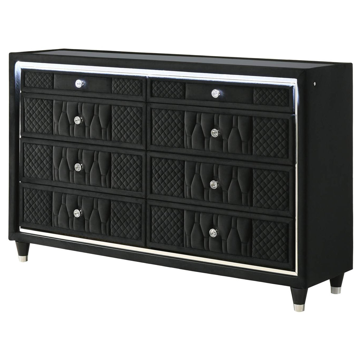 223163 Lorient 8-drawer LED Bedroom Dresser Cabinet Black