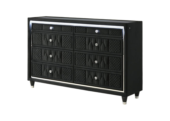 223163 Lorient 8-drawer LED Bedroom Dresser Cabinet Black
