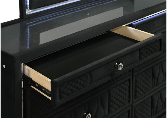 223163 Lorient 8-drawer LED Bedroom Dresser Cabinet Black