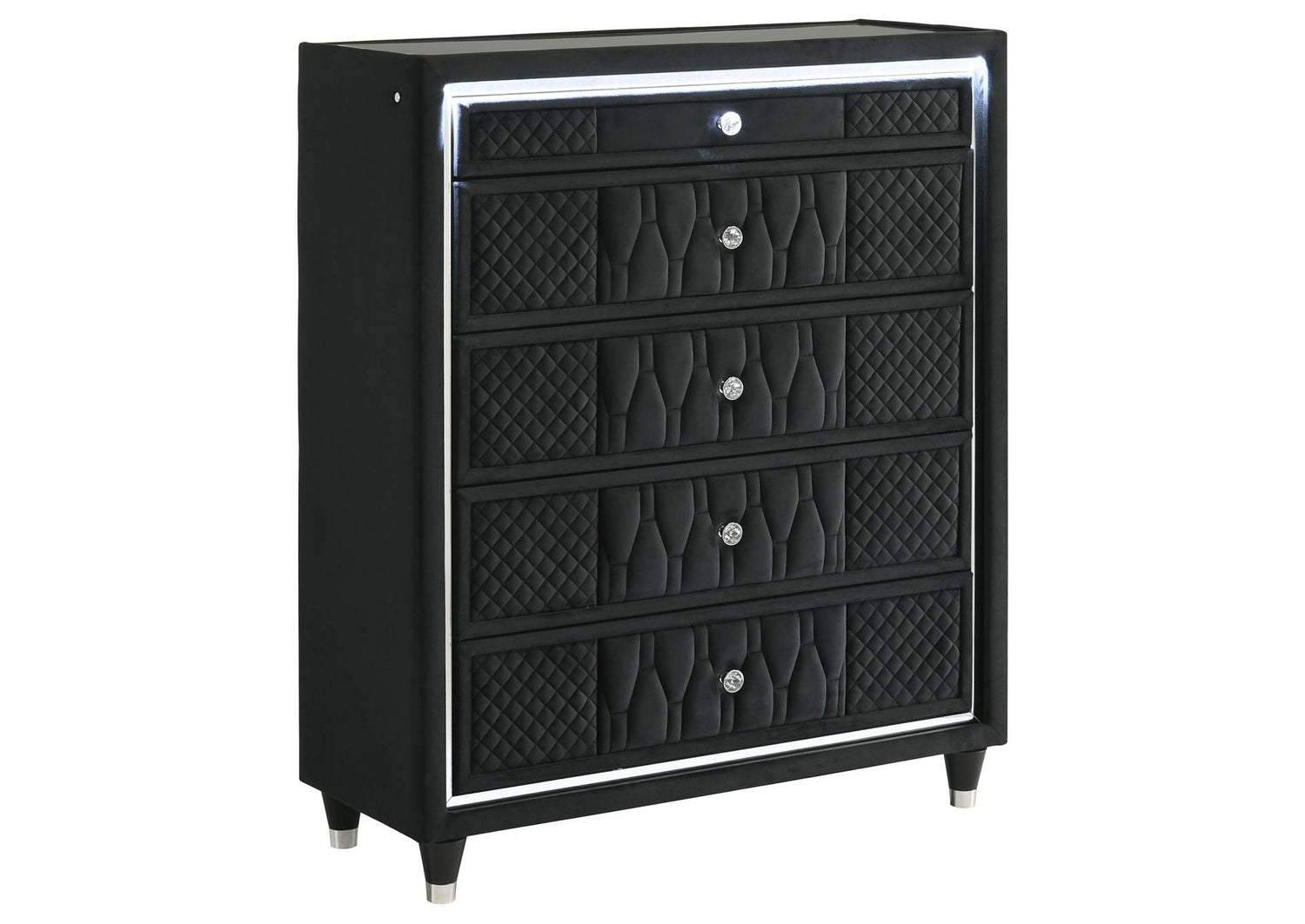 223165 Lorient 5-drawer LED Chest of Drawers Black