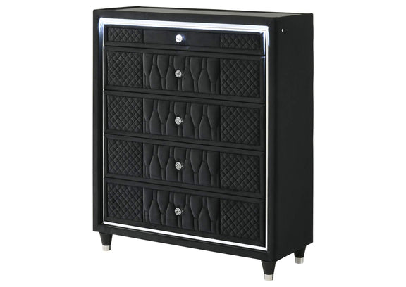 223165 Lorient 5-drawer LED Chest of Drawers Black