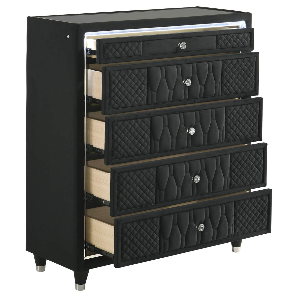 223165 Lorient 5-drawer LED Chest of Drawers Black