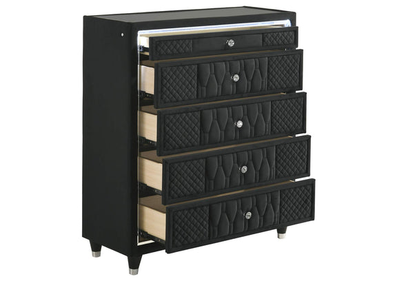 223165 Lorient 5-drawer LED Chest of Drawers Black