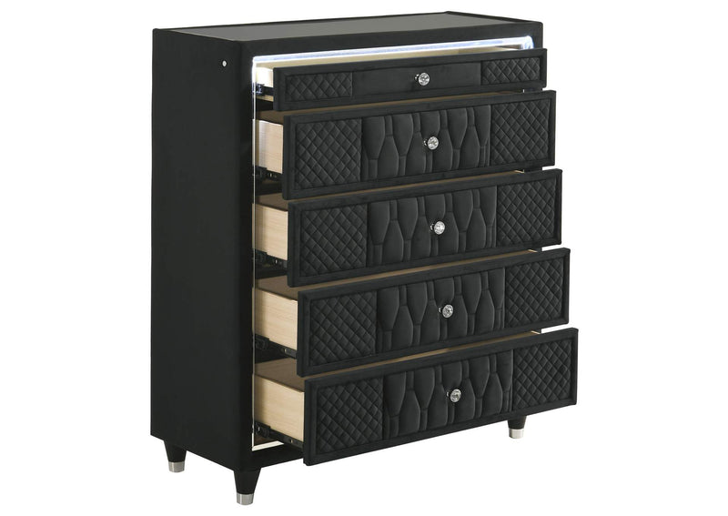 223165 Lorient 5-drawer LED Chest of Drawers Black