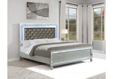 223211KE Gunnison Wood Eastern King LED Panel Bed Silver Metallic