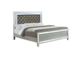 223211KE Gunnison Wood Eastern King LED Panel Bed Silver Metallic