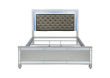 223211KE Gunnison Wood Eastern King LED Panel Bed Silver Metallic