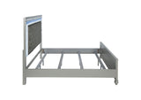 223211KE Gunnison Wood Eastern King LED Panel Bed Silver Metallic