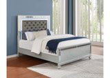 223211KW Gunnison Wood California King LED Panel Bed Silver Metallic